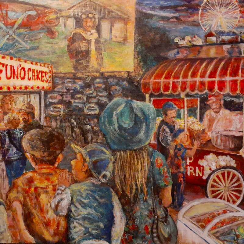 02 Drive-in By the Pier (Acrylic on board, 16 x 20 inches)