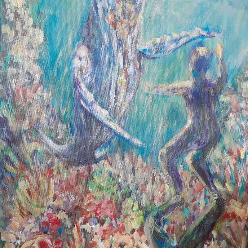 09 Great start of 'Readied for the Breach', a 16 x 12 inches acrylic painting demo during show